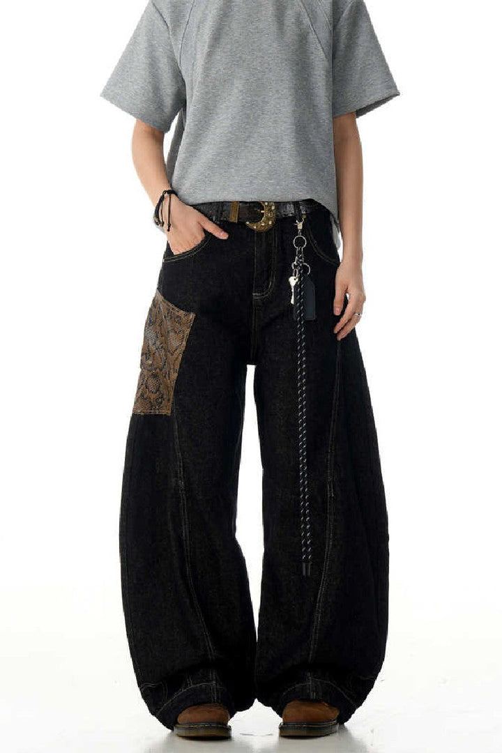 Black Blade Snake Pocket Jeans