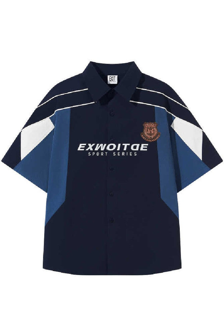 Colorblock Jersey Button Shirt
