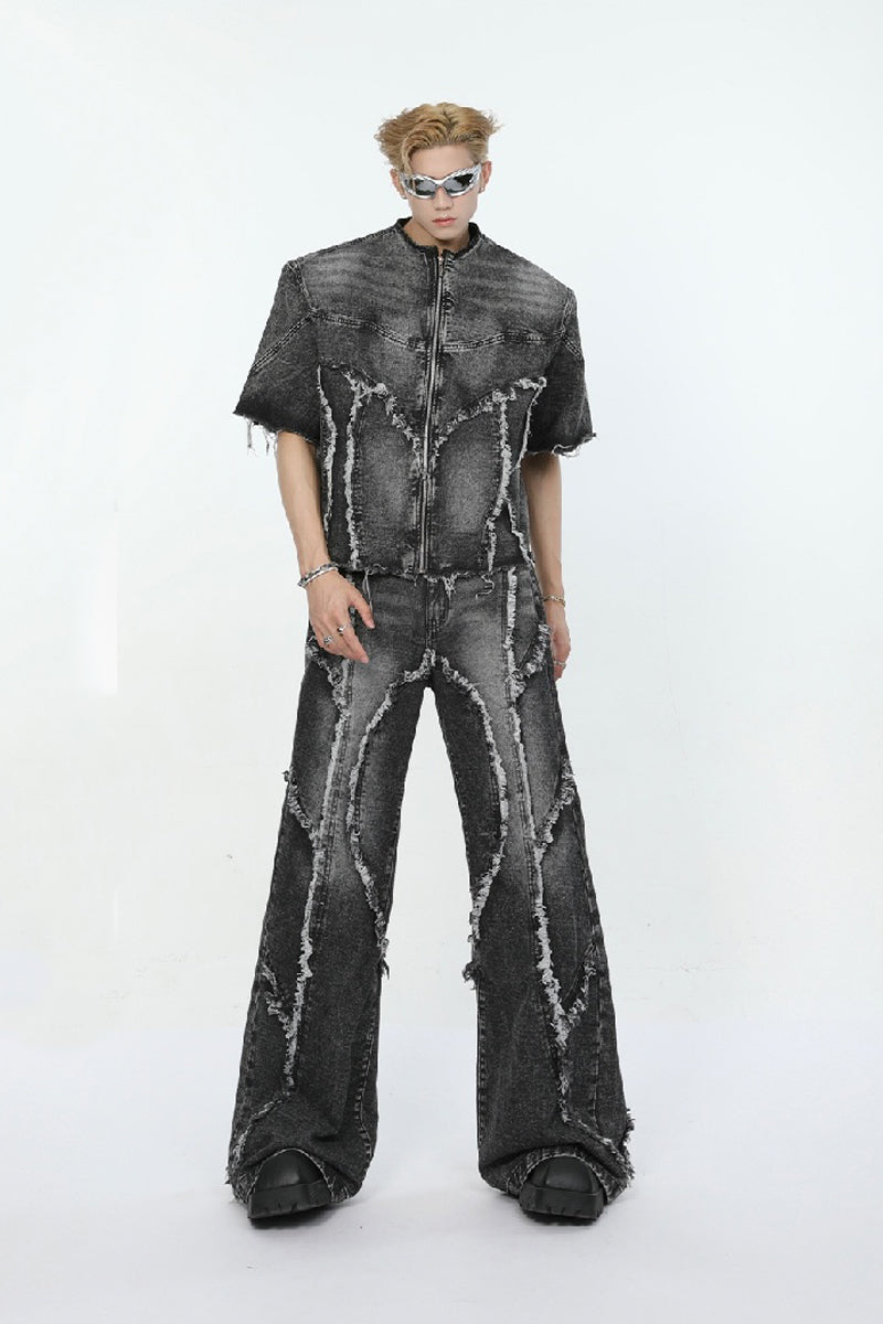 Frayed Patchwork Jeans