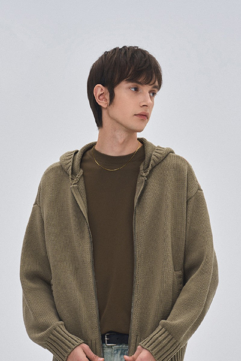 Hooded Jacquard Sweater