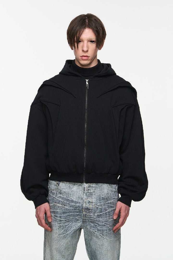 Layered Zip Line Spring Hoodie Jacket