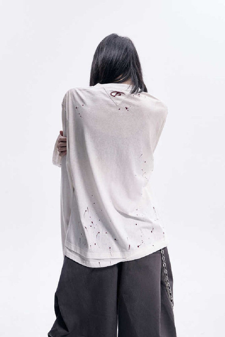 Distressed Ink Print Longsleeve Tee