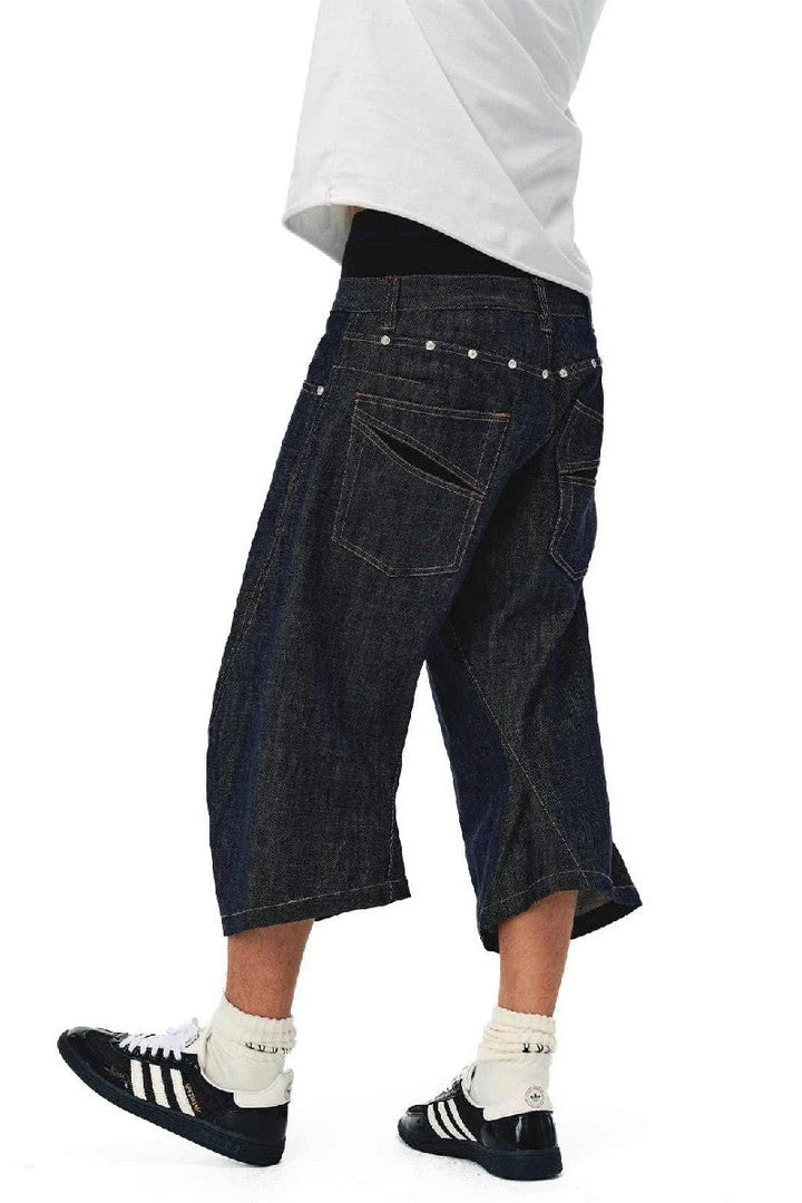 Studded Raw Denim Short Jeans