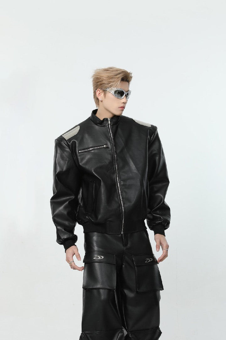 Shoulder Pads Leather Jacket