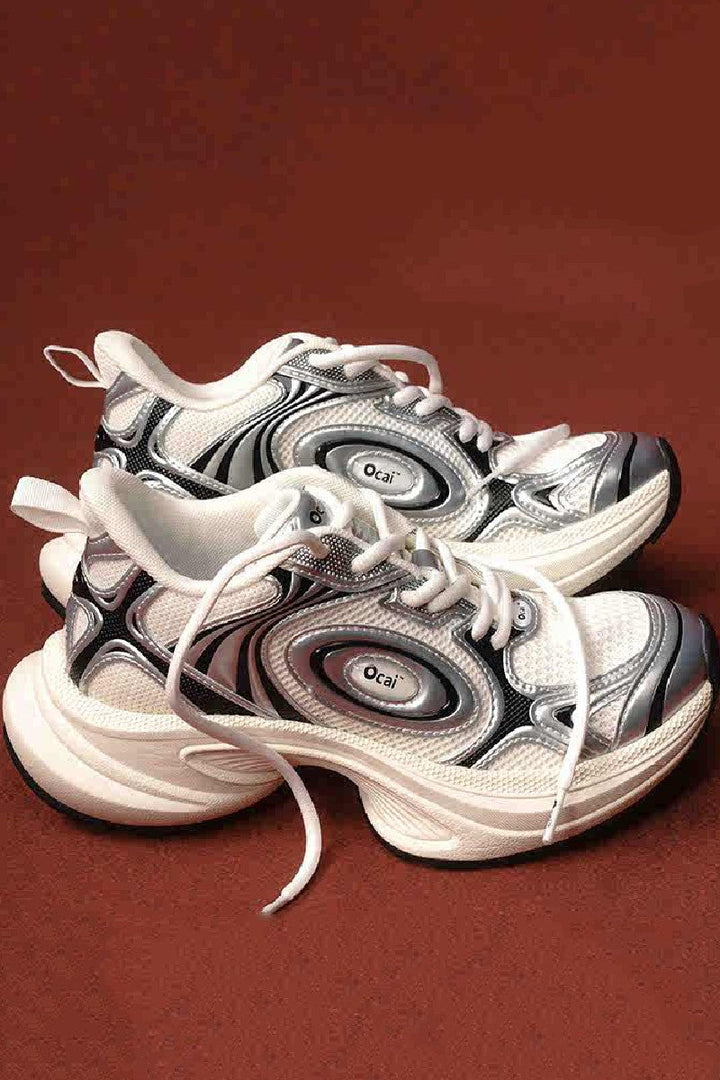 Silver White Disk Runtech Sneakers