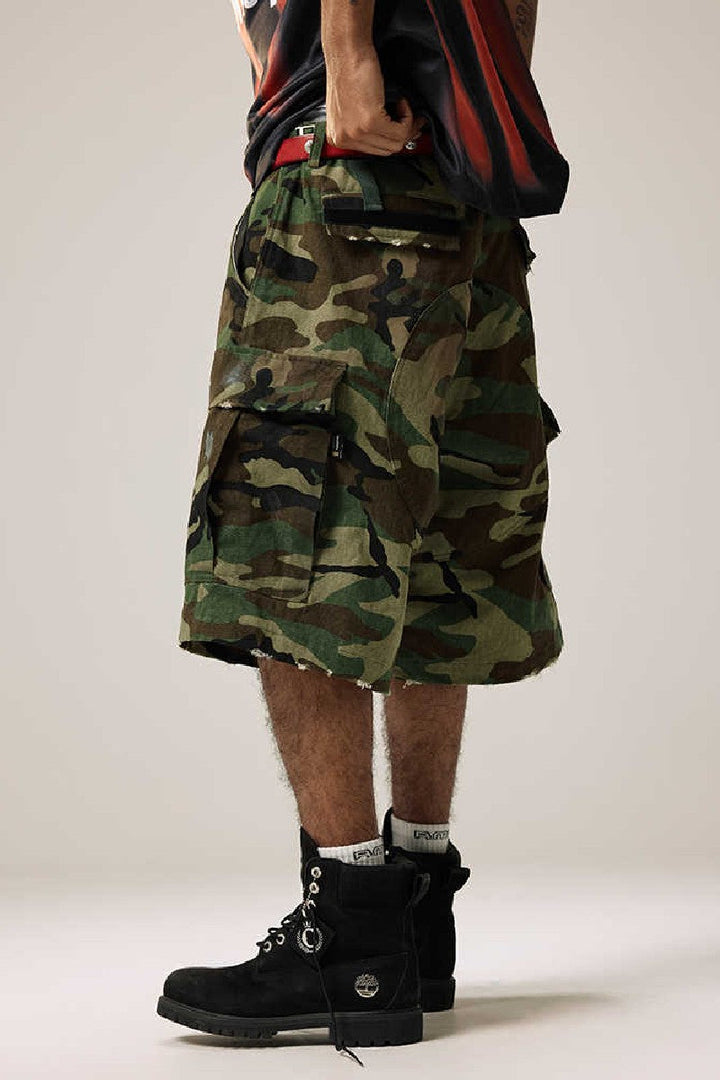 Camo Wide Leg Cargo Shorts