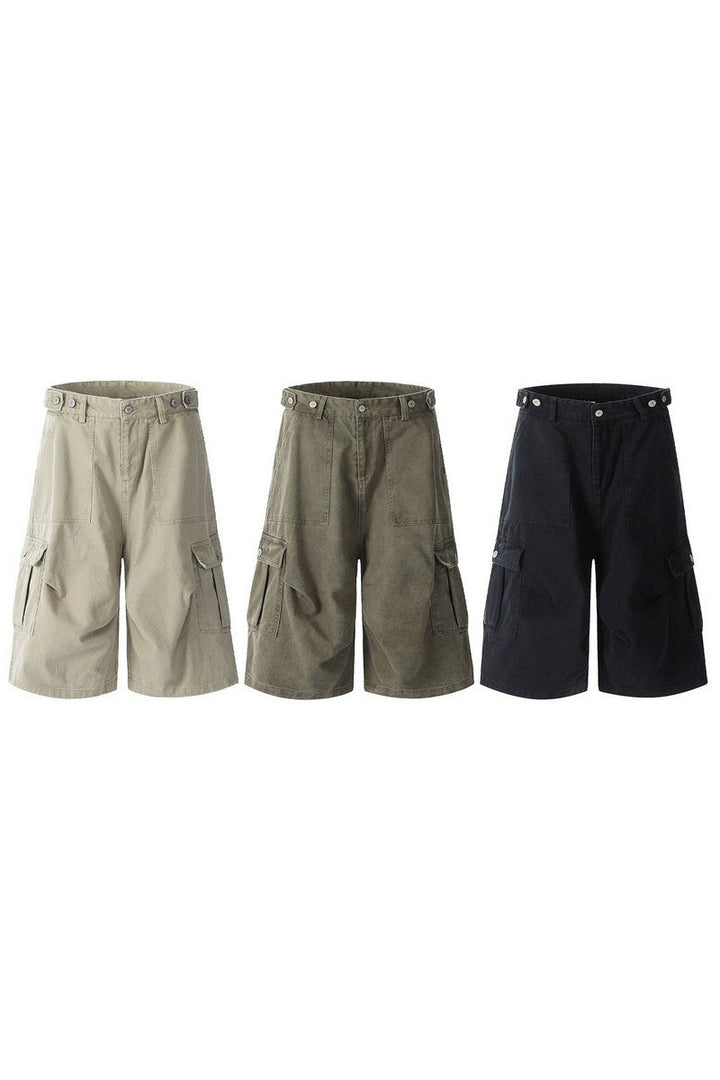 Washed Multi Pocket Cargo Shorts