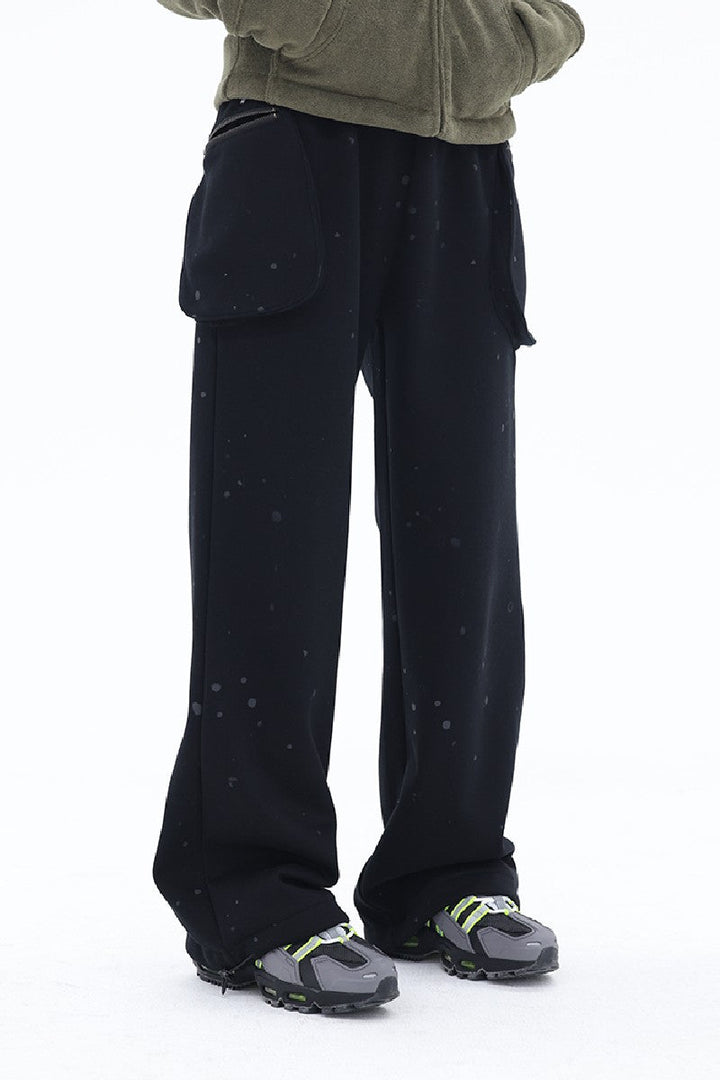 Side Pockets Velvet Straight Pants