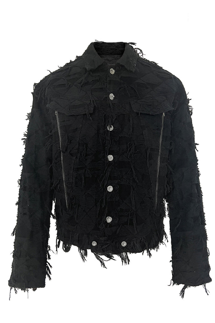 Mummified Fringe Distressed Jacket