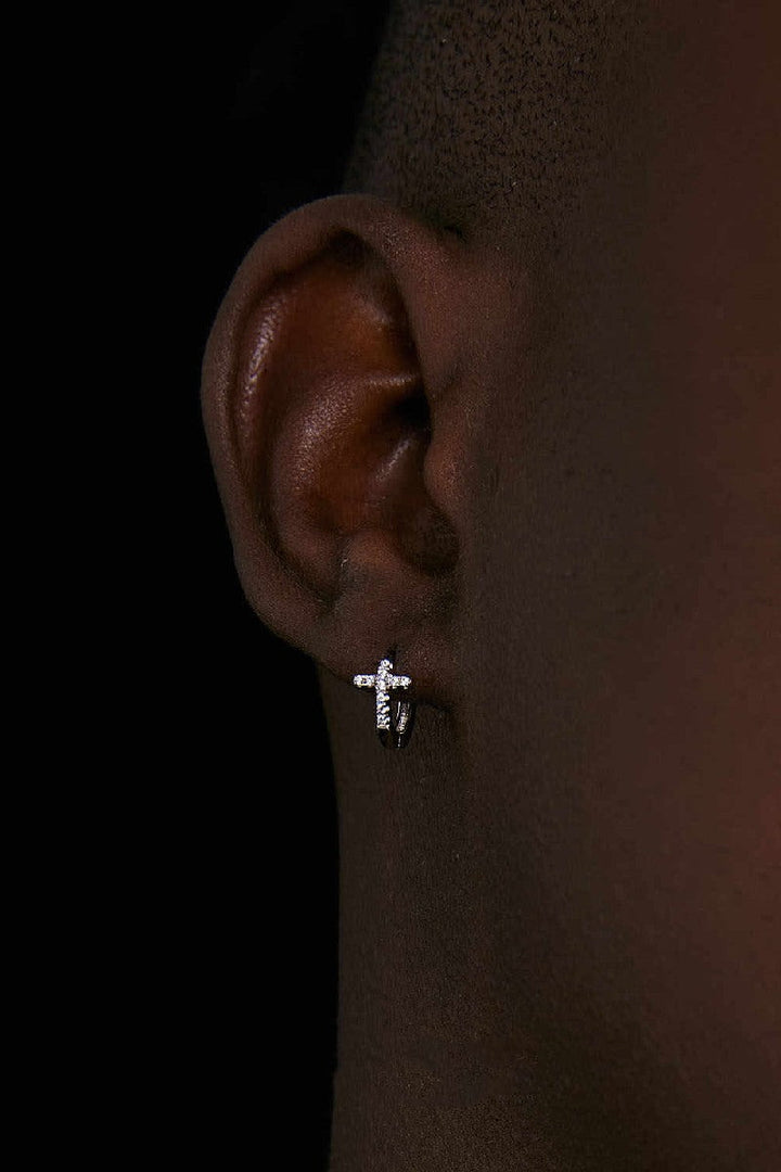 Cross Diamond Stud Earrings