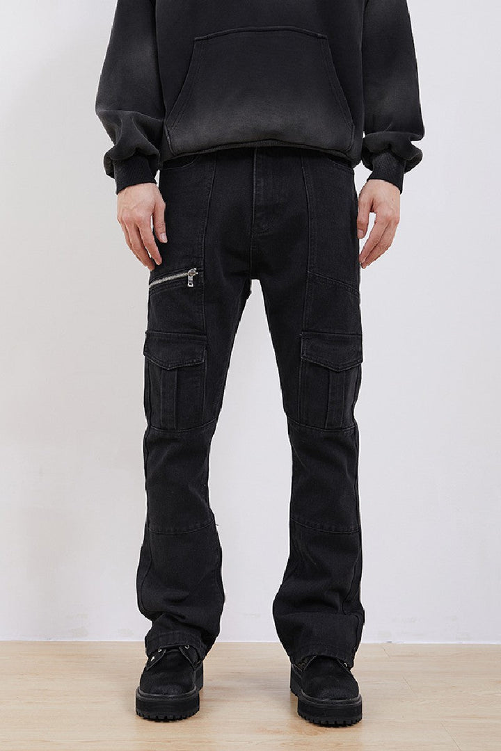 Straight Flared Cargo Trousers