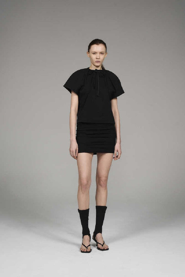 Drawstring Batwing Sleeve Tee