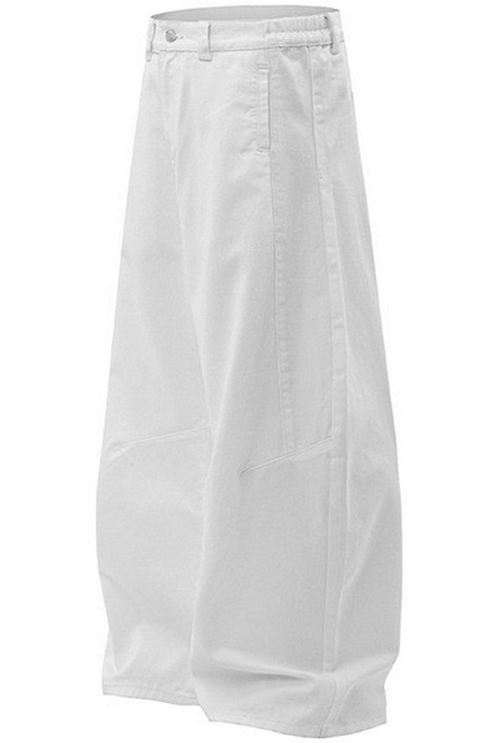 White Blade Cut Baggy Jeans