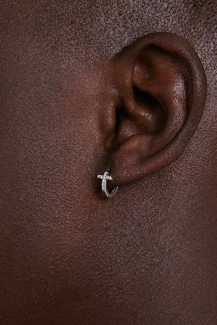 Cross Diamond Stud Earrings