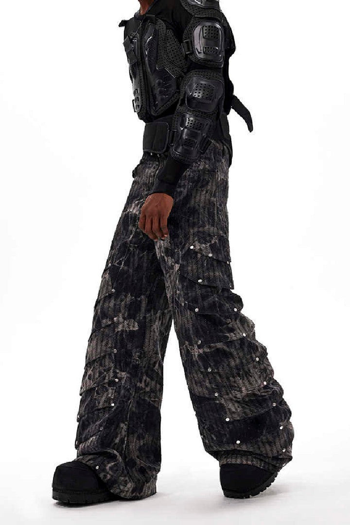 Snakeskin Studded Wide Leg Jeans