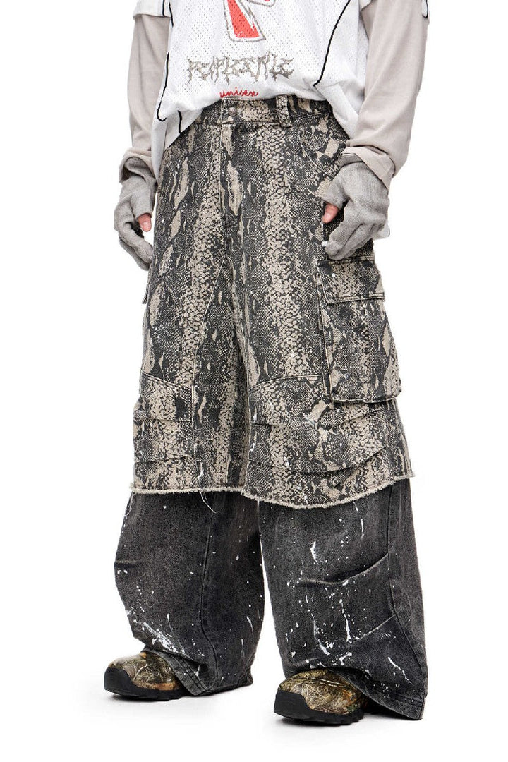 Layered Paint Wash Cargo Pants