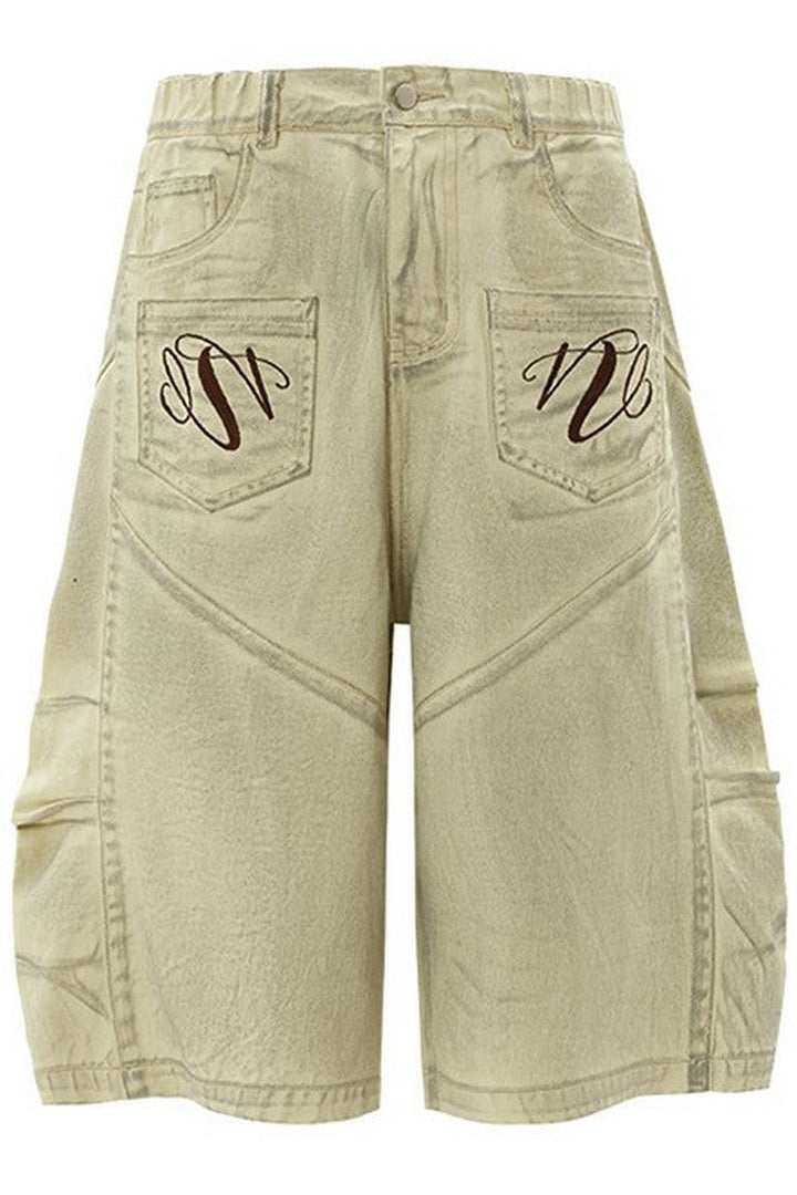 Inside-Out Dirty Denim Shorts