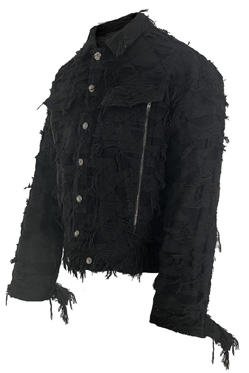 Mummified Fringe Distressed Jacket