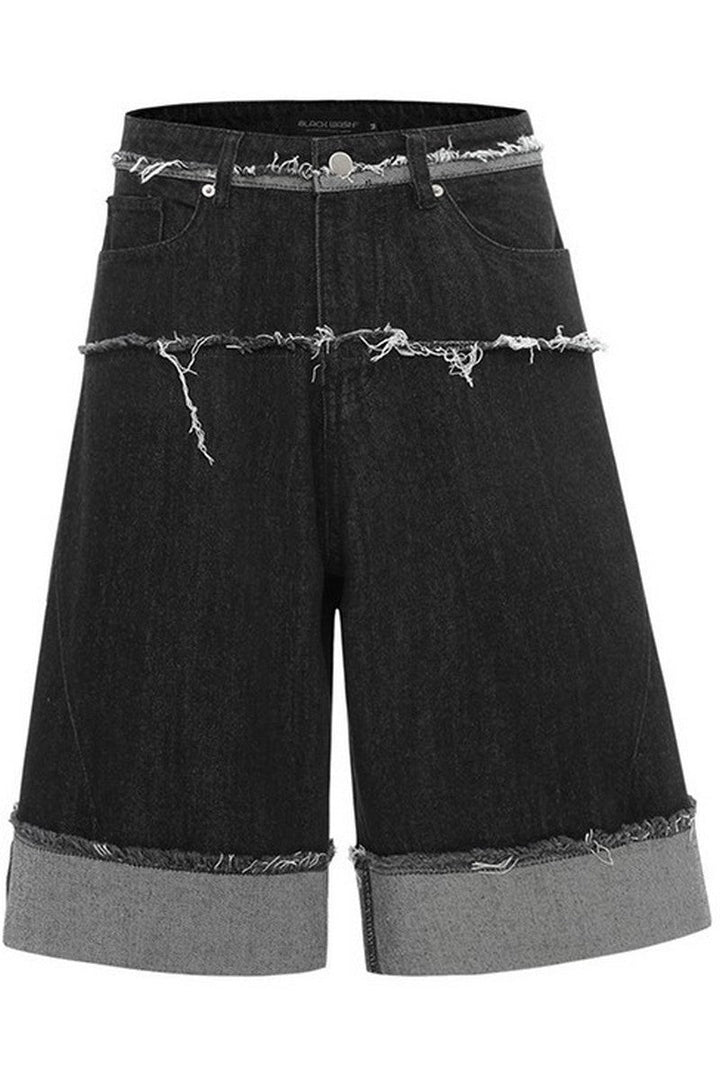 Cuffed Hem Denim Shorts