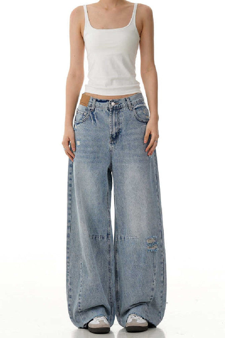 Distressed Blade Banana Jeans