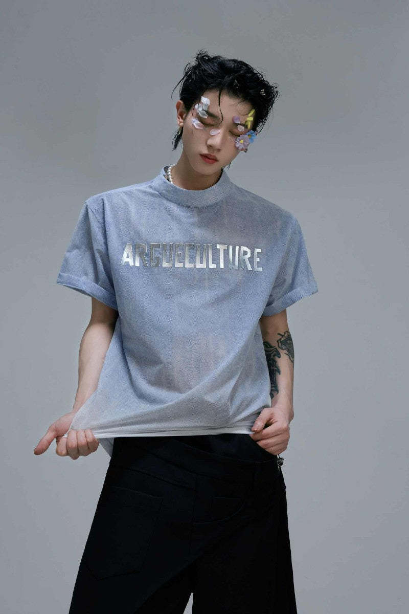Ombre Denim Look Boxy Tee