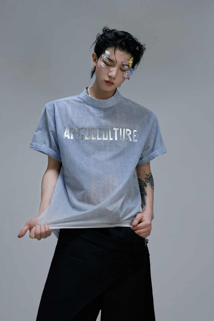 Ombre Denim Look Boxy Tee