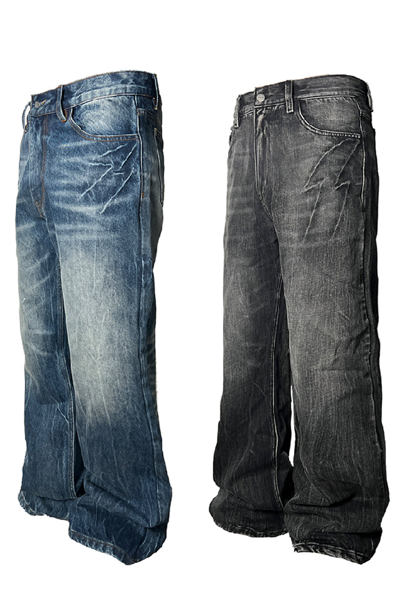 Flash Whisker Washed Flared Jeans