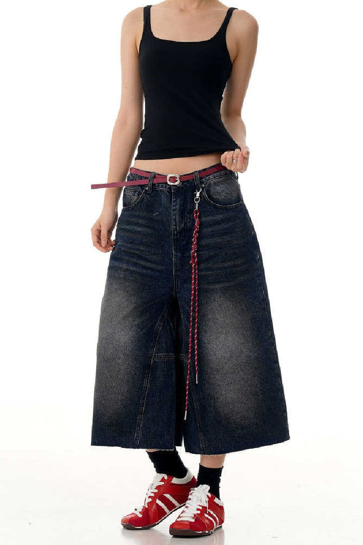 Washed Blue Cropped Jeans