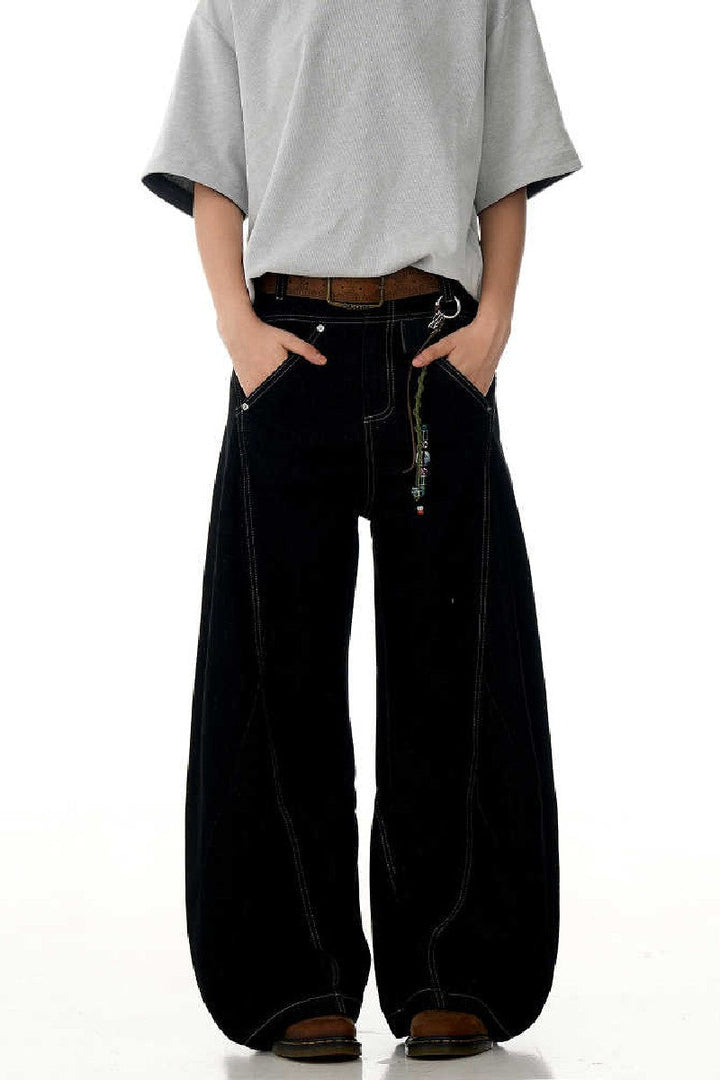 Black Deconstructed Blade Jeans