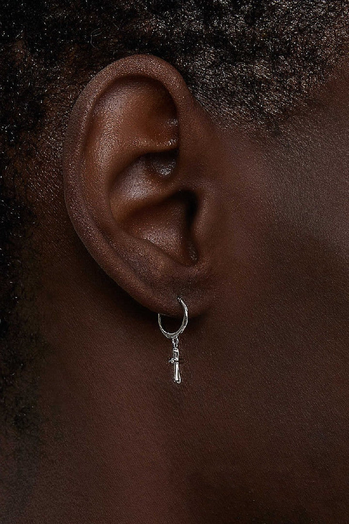 Minimal Cross Hoop Earrings