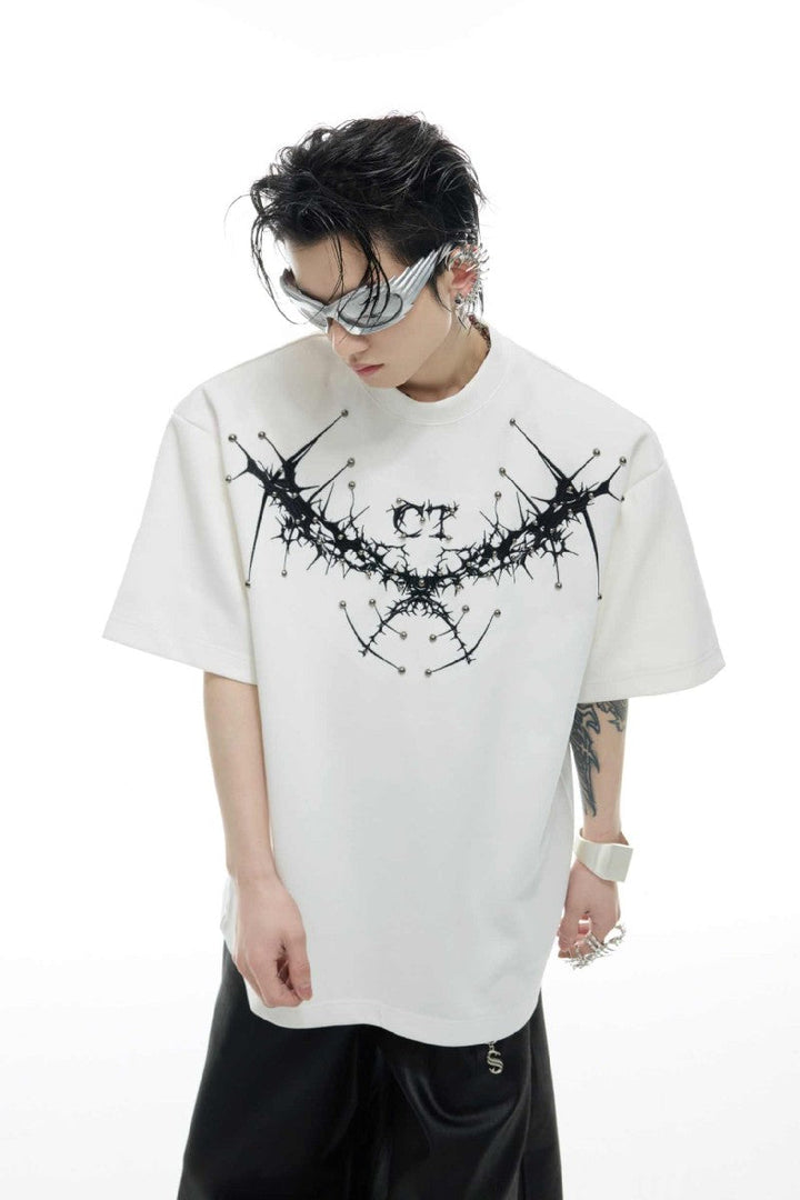 Studded Thistle Embroidery Tee