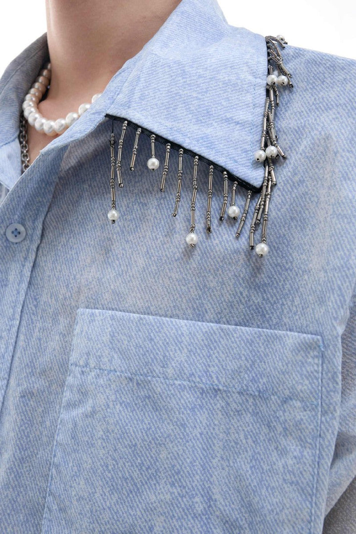 Ombre Fringe Short Sleeve Shirt