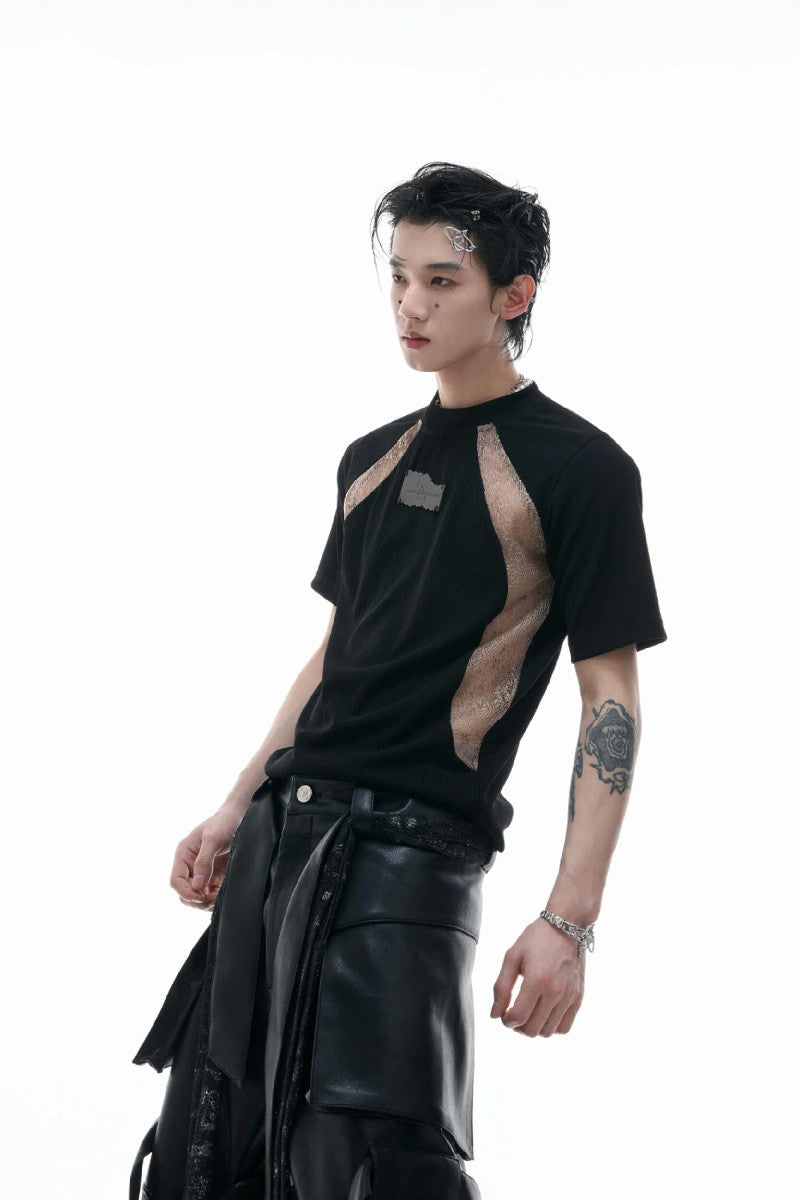 Colorblock Textured Fitted Tee