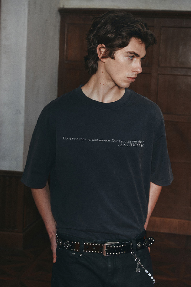 Washed Distressed Slogan Tee