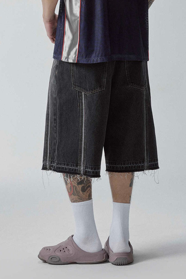 Washed Distressed Denim Shorts