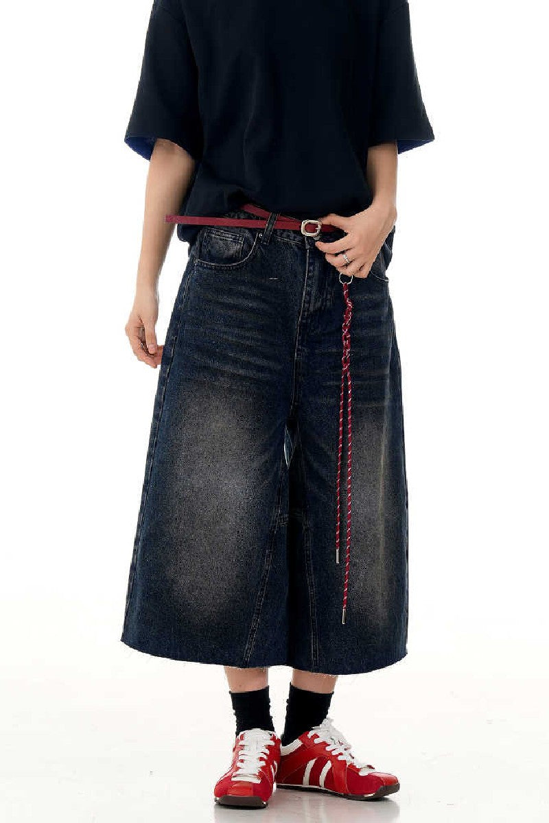 Washed Blue Cropped Jeans