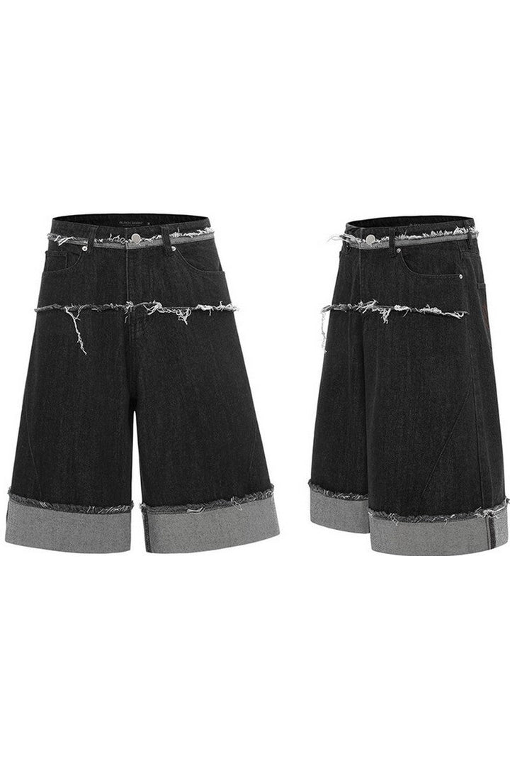 Cuffed Hem Denim Shorts