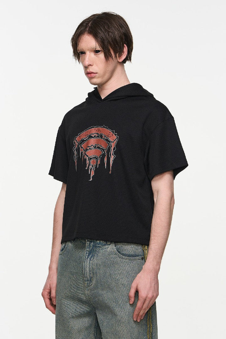 WIFI Print Texture Hoodie Tee