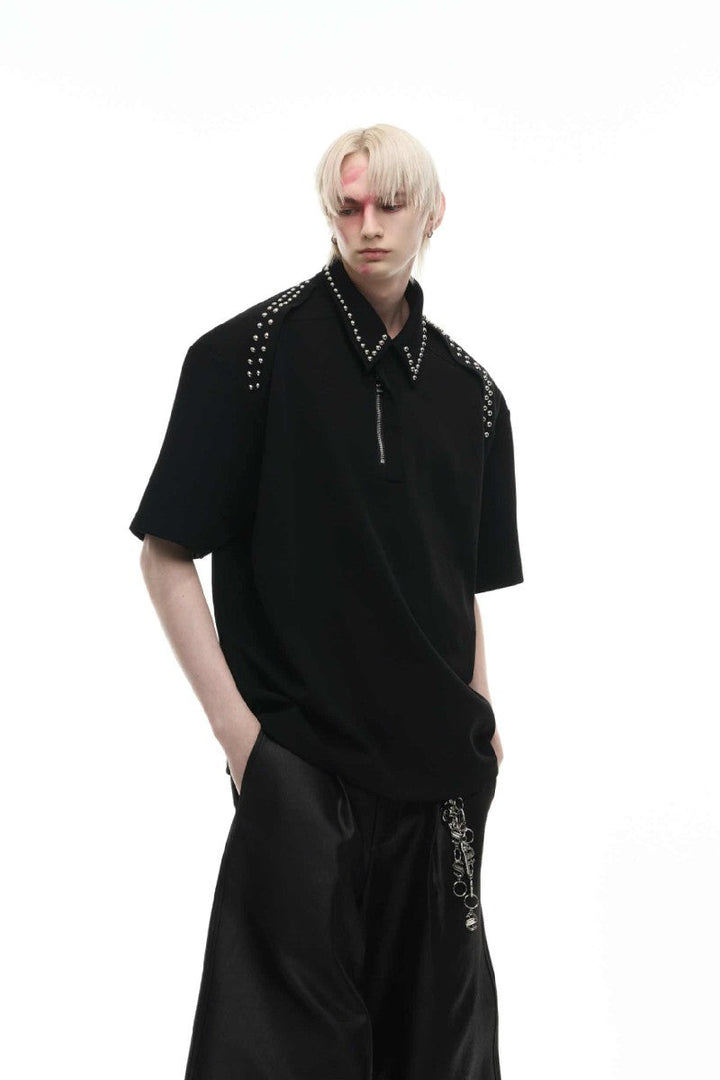 Metal Trim Studded Polo