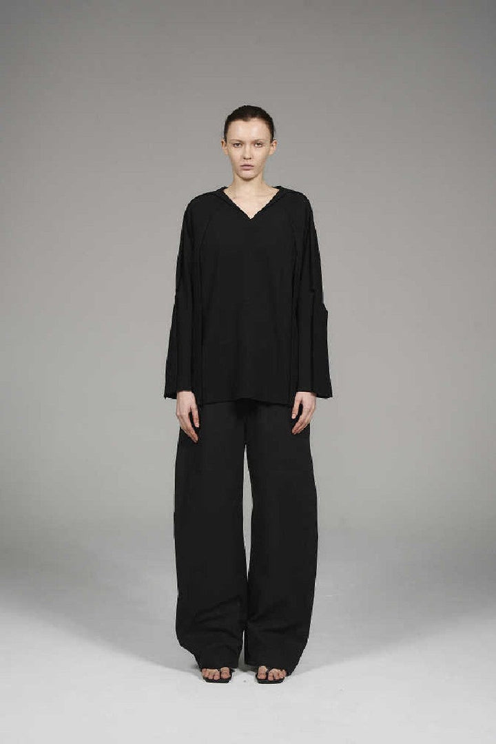V-Neck Draped Long Sleeve Tee