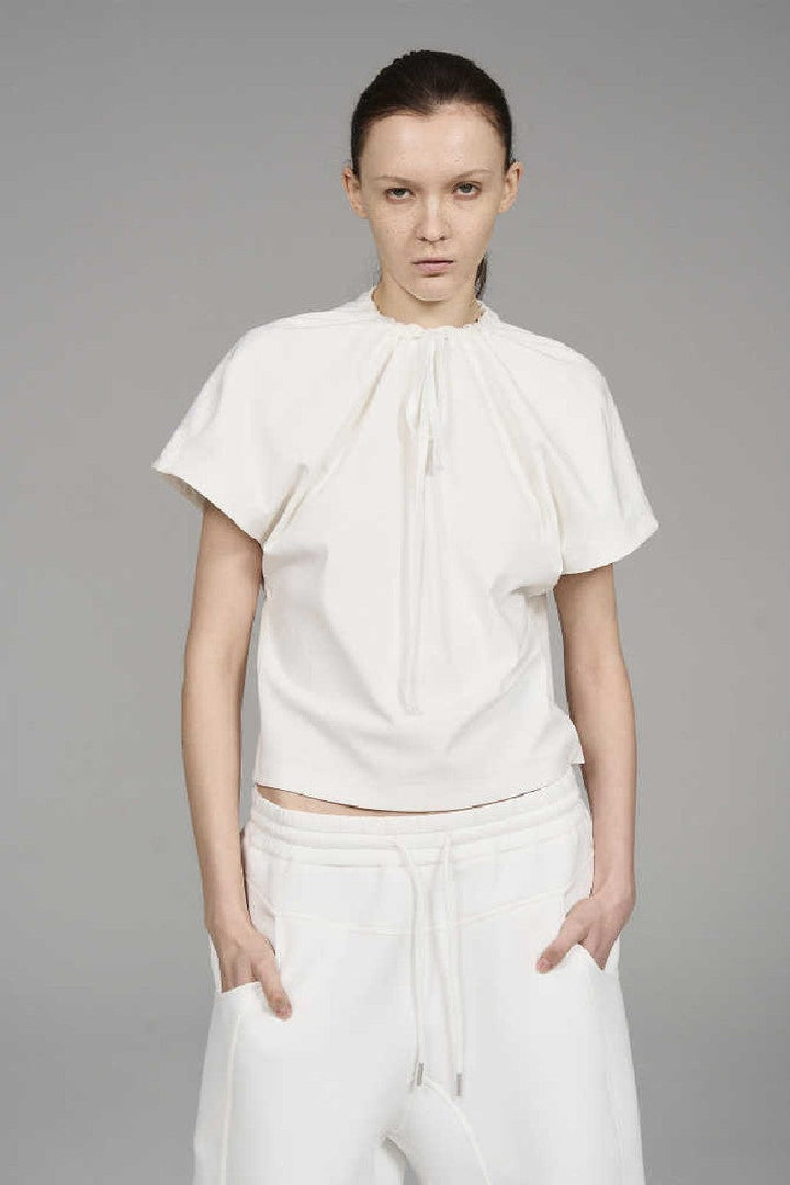 Drawstring Batwing Sleeve Tee