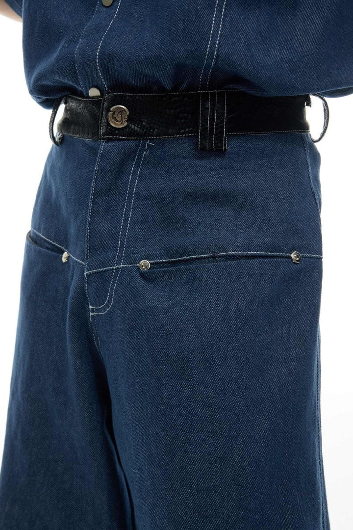 Snakeskin Patchwork Denim