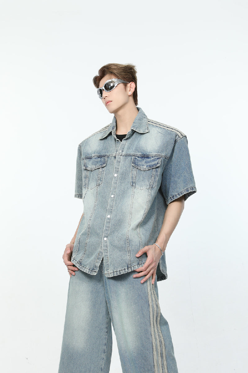 Vintage Loose Washed Denim Shirt