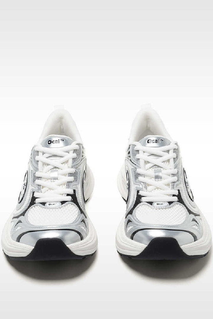 Silver White Disk Runtech Sneakers