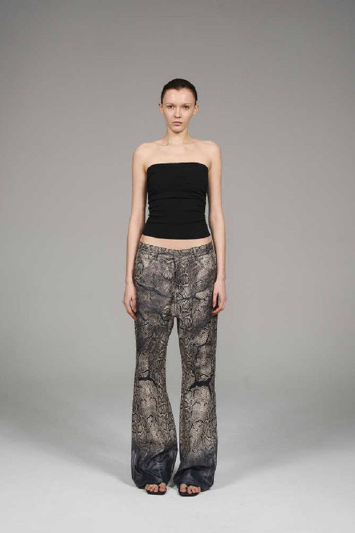Snakeskin Print Faux Leather Pants
