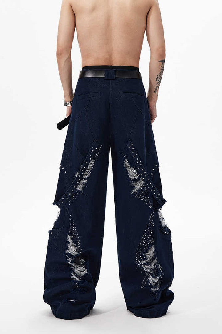 Pearl Studded Distressed Jeans