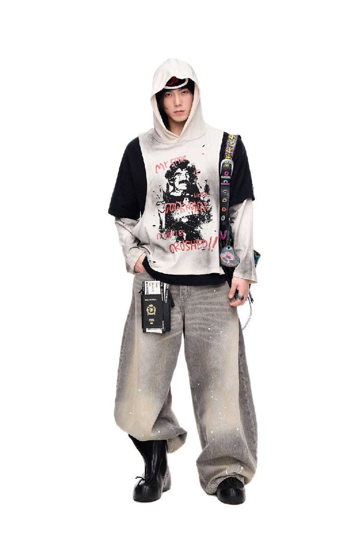 Faded Graphic Layered Hoodie