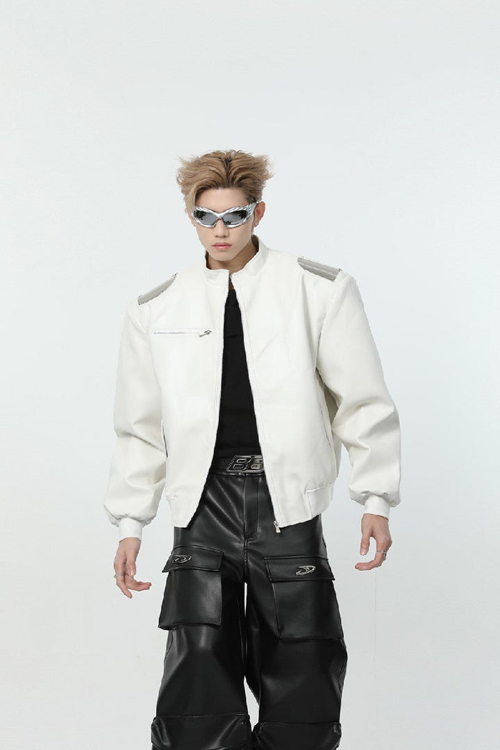 Shoulder Pads Leather Jacket