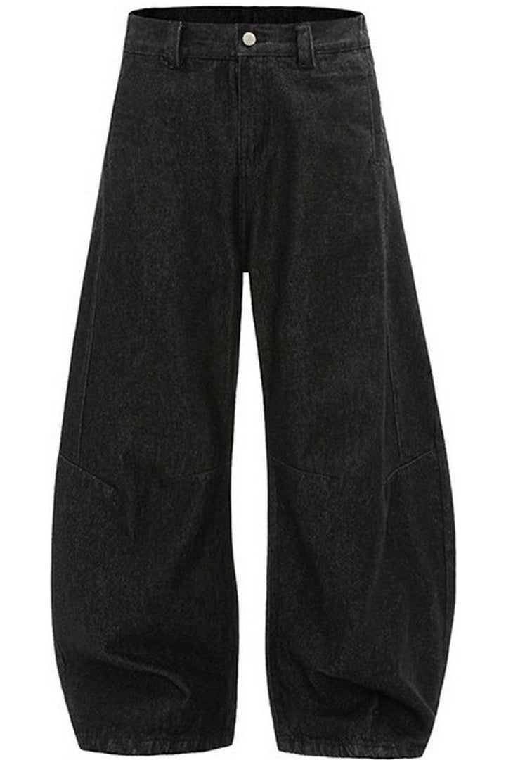 White Blade Cut Baggy Jeans