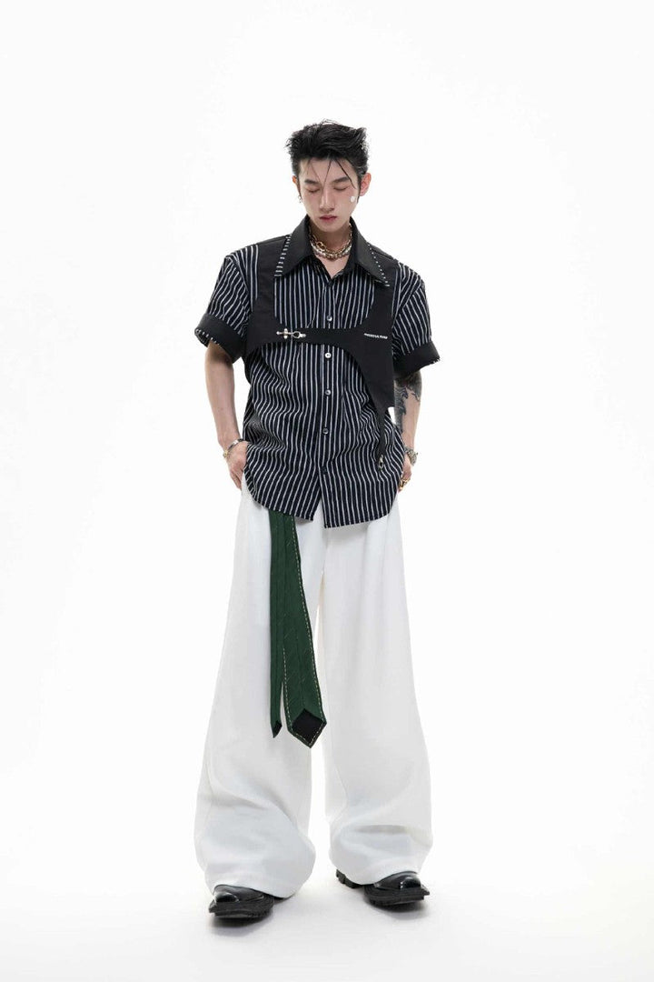 Striped Double Collar Layered Shirt